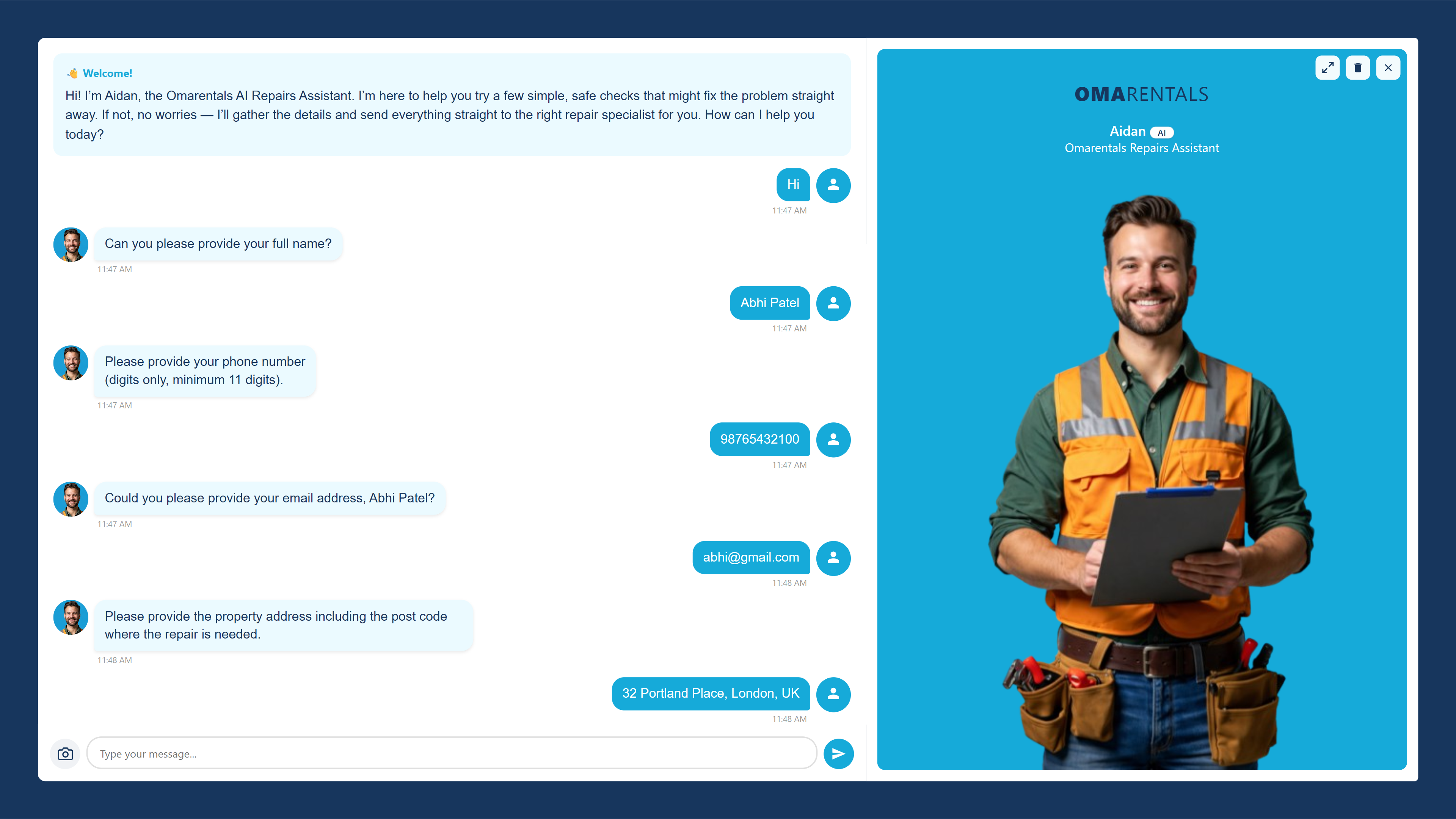 Omarentals AI Repairs Assistant